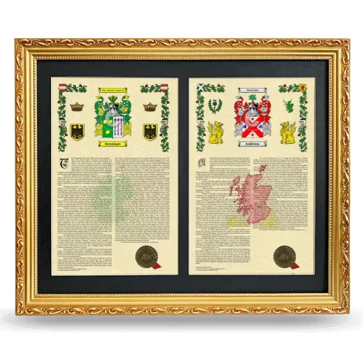 Double Armorial History Framed - Gold