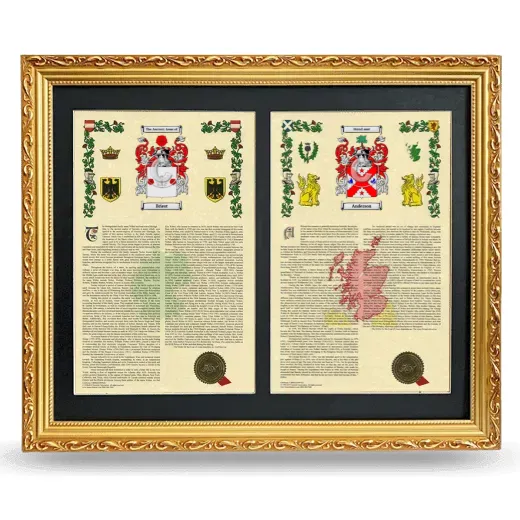 Double Armorial History Framed - Gold