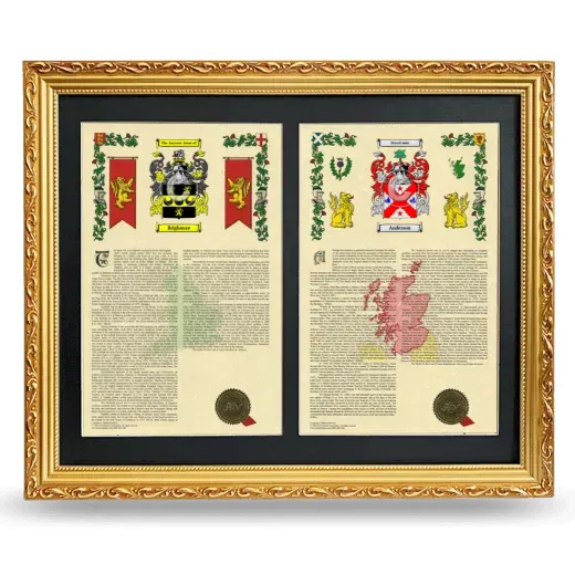 Double Armorial History Framed - Gold