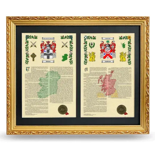 Double Armorial History Framed - Gold