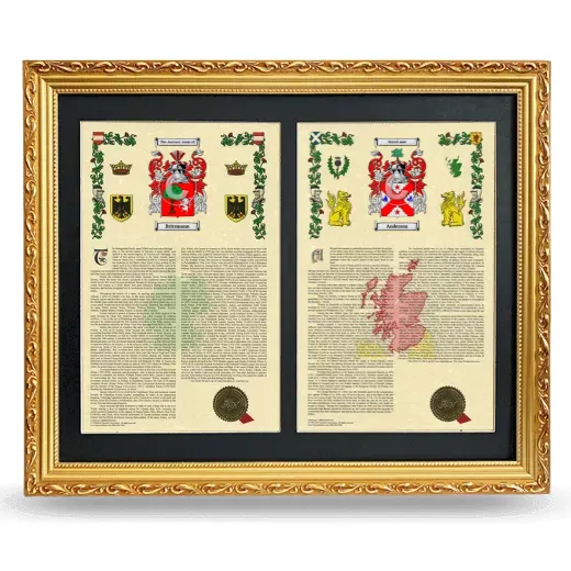 Double Armorial History Framed - Gold