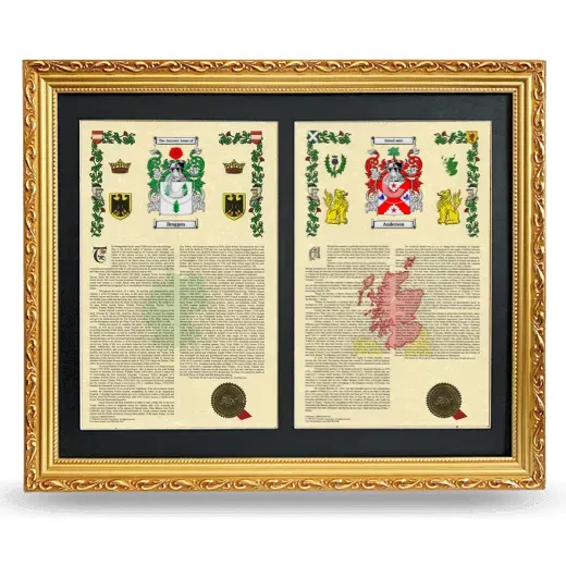 Double Armorial History Framed - Gold