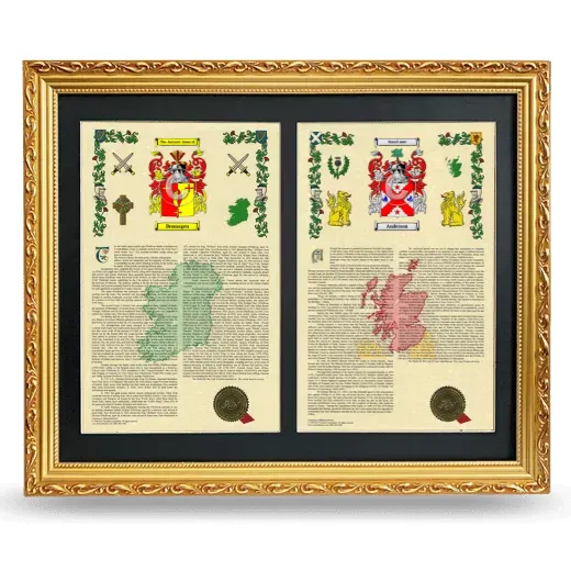 Double Armorial History Framed - Gold