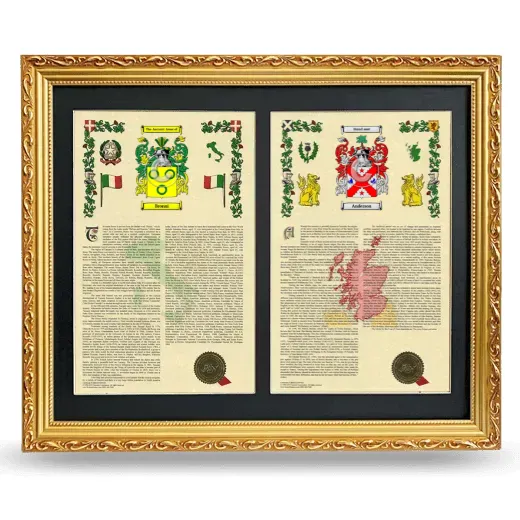 Double Armorial History Framed - Gold