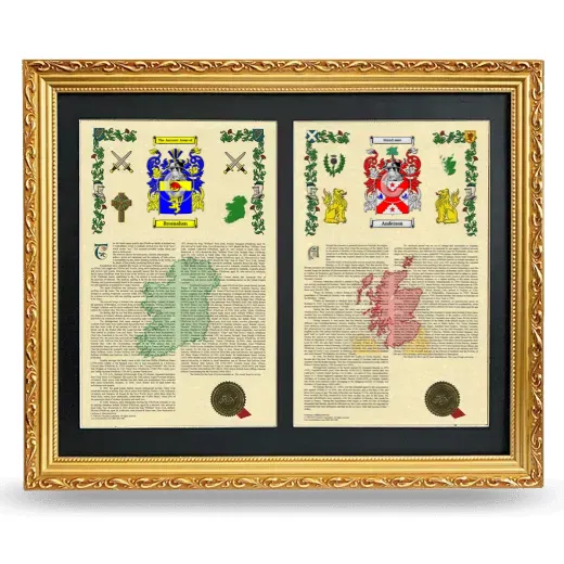 Double Armorial History Framed - Gold