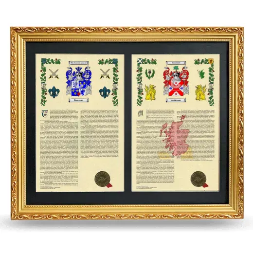 Double Armorial History Framed - Gold
