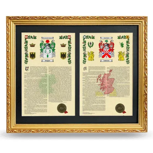 Double Armorial History Framed - Gold