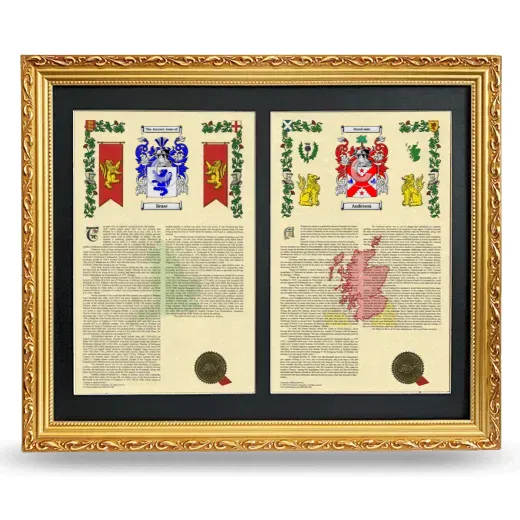 Double Armorial History Framed - Gold