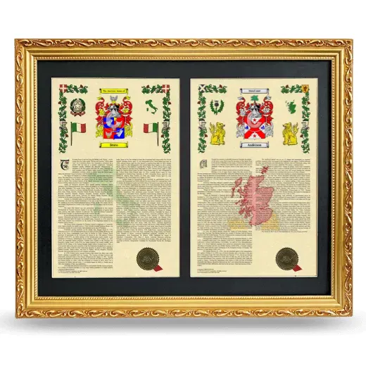 Double Armorial History Framed - Gold