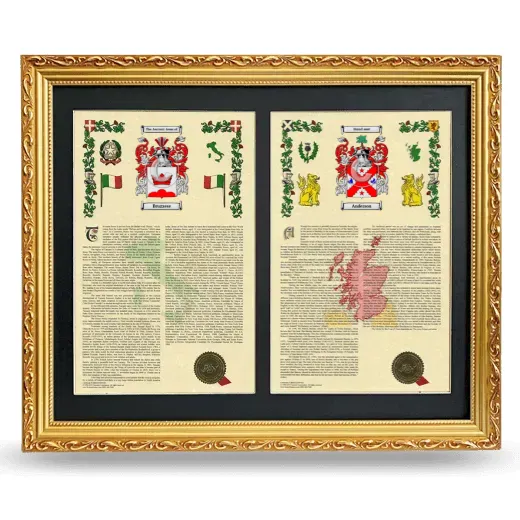 Double Armorial History Framed - Gold