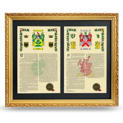 Double Armorial History Framed - Gold