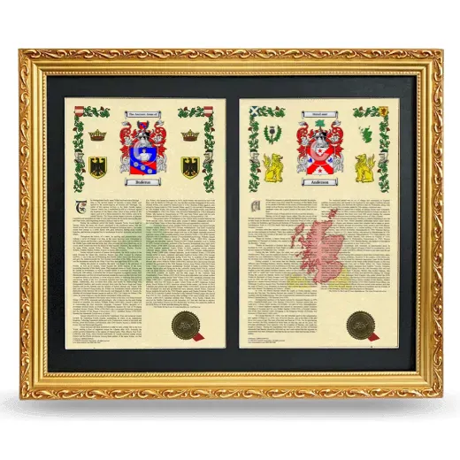 Double Armorial History Framed - Gold