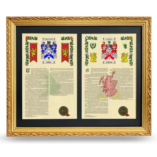 Double Armorial History Framed - Gold