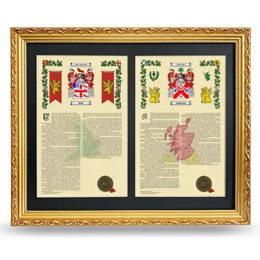 Double Armorial History Framed - Gold