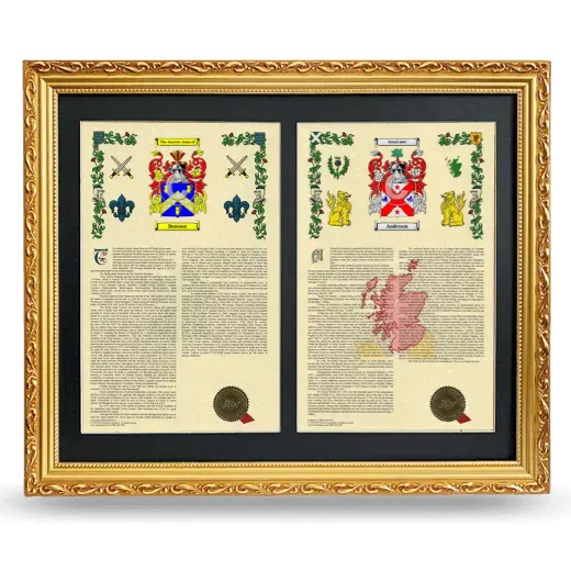 Double Armorial History Framed - Gold