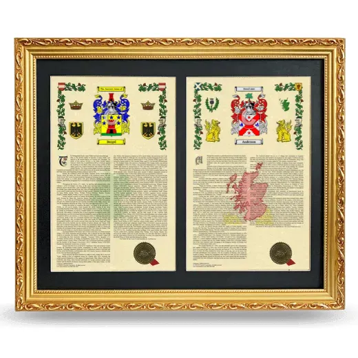Double Armorial History Framed - Gold