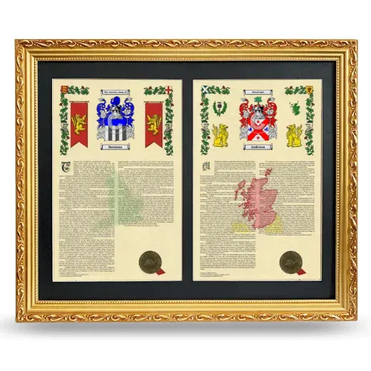 Double Armorial History Framed - Gold
