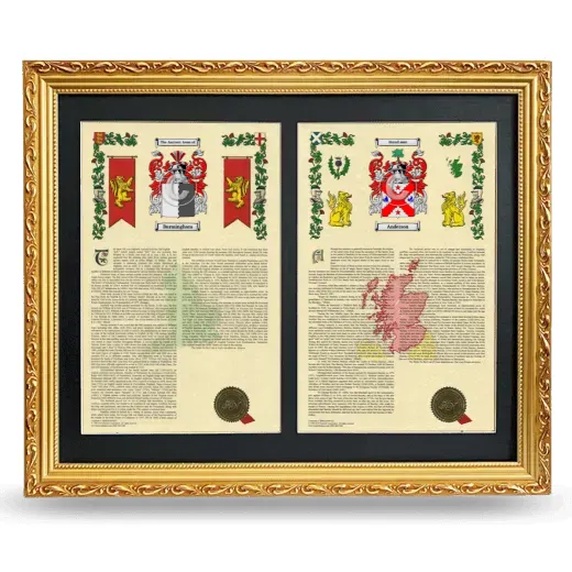 Double Armorial History Framed - Gold