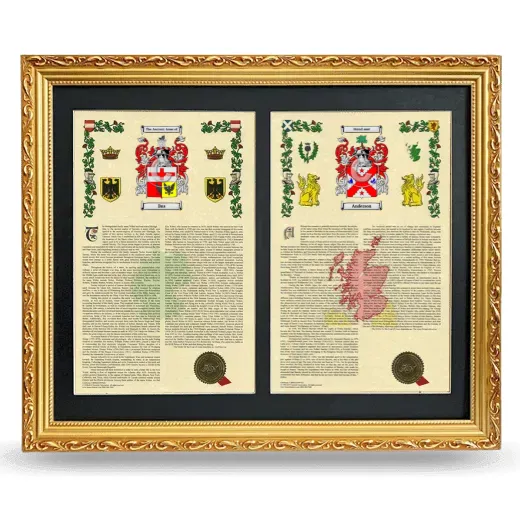 Double Armorial History Framed - Gold