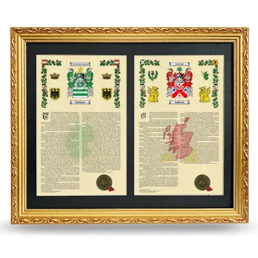Double Armorial History Framed - Gold
