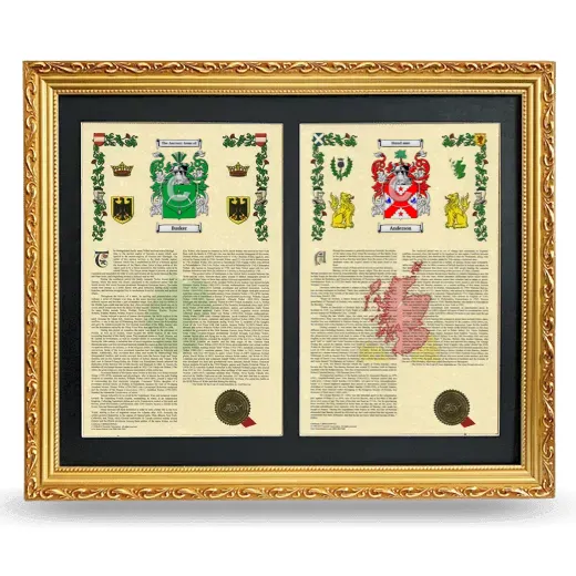 Double Armorial History Framed - Gold