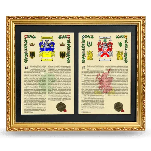 Double Armorial History Framed - Gold