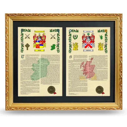 Double Armorial History Framed - Gold