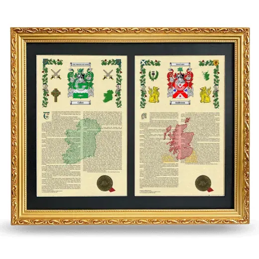Double Armorial History Framed - Gold