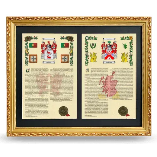 Double Armorial History Framed - Gold