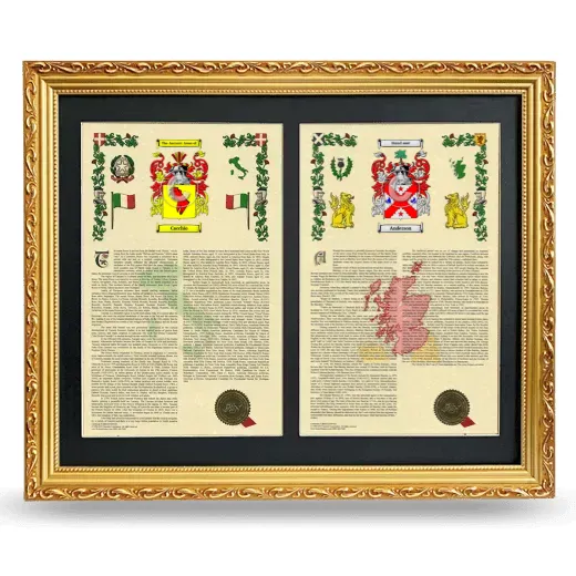 Double Armorial History Framed - Gold