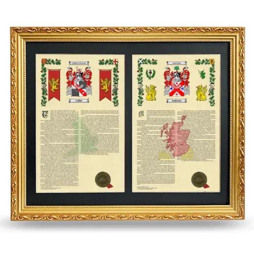 Double Armorial History Framed - Gold