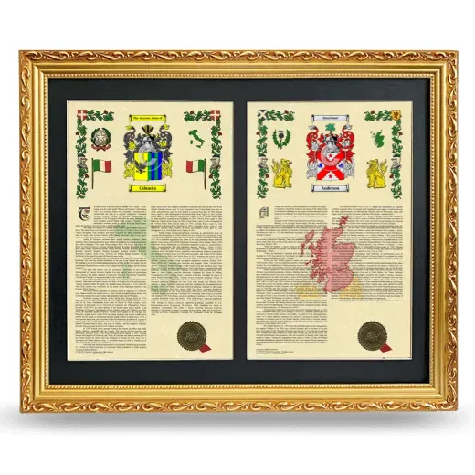 Double Armorial History Framed - Gold