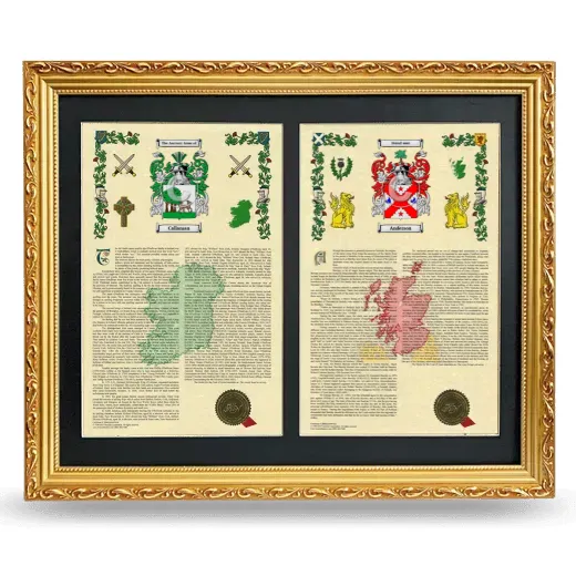 Double Armorial History Framed - Gold