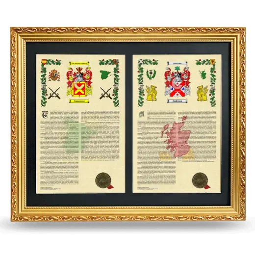 Double Armorial History Framed - Gold