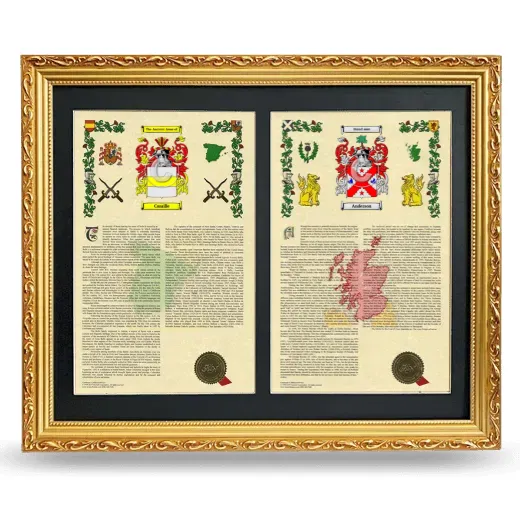 Double Armorial History Framed - Gold