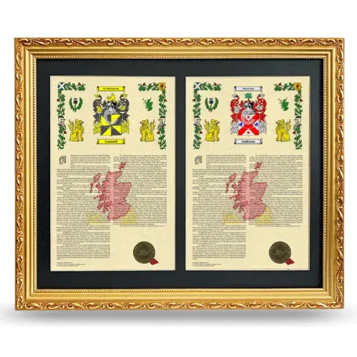 Double Armorial History Framed - Gold