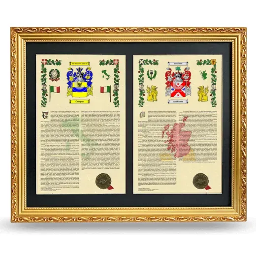 Double Armorial History Framed - Gold