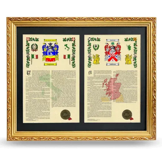 Double Armorial History Framed - Gold
