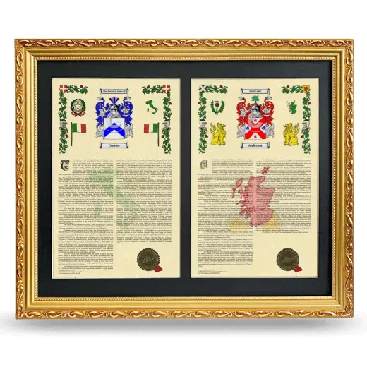 Double Armorial History Framed - Gold
