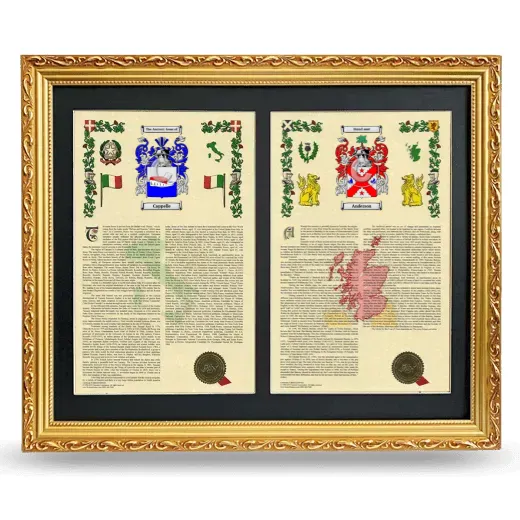 Double Armorial History Framed - Gold