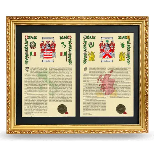 Double Armorial History Framed - Gold