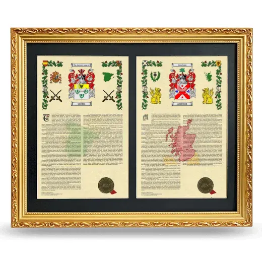 Double Armorial History Framed - Gold