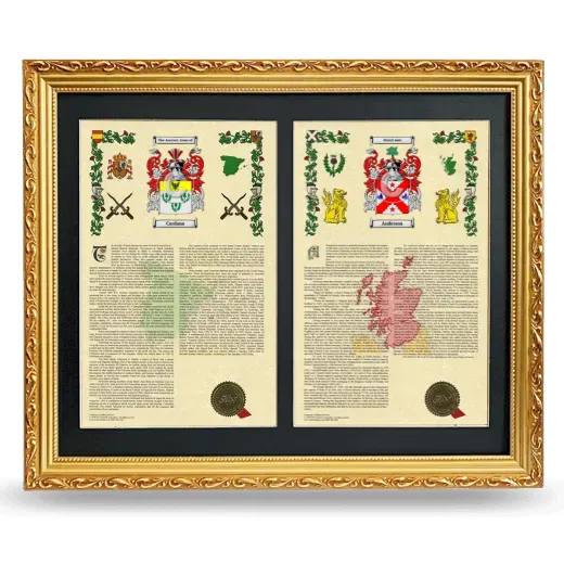 Double Armorial History Framed - Gold