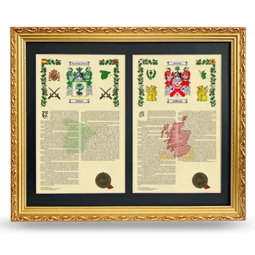 Double Armorial History Framed - Gold