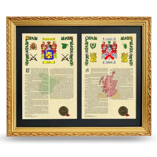 Double Armorial History Framed - Gold