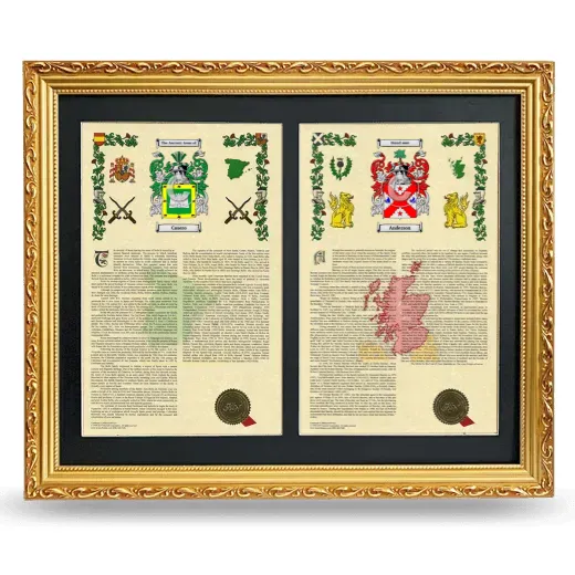 Double Armorial History Framed - Gold