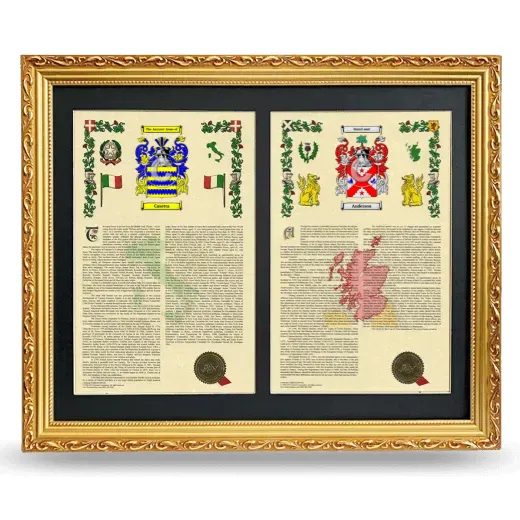 Double Armorial History Framed - Gold