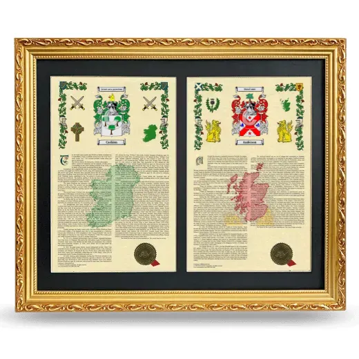 Double Armorial History Framed - Gold