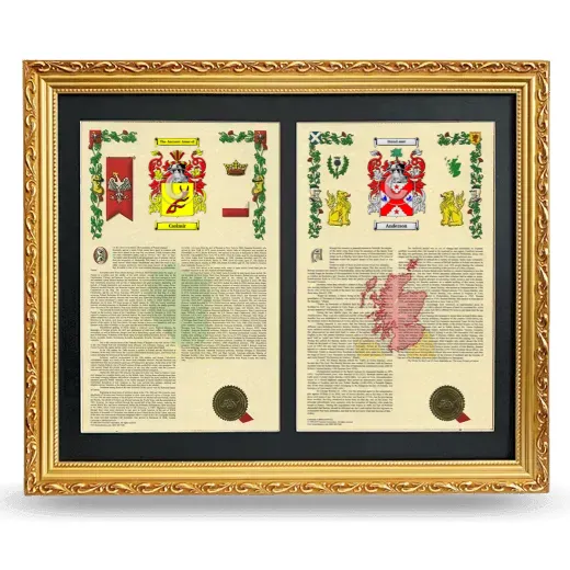 Double Armorial History Framed - Gold