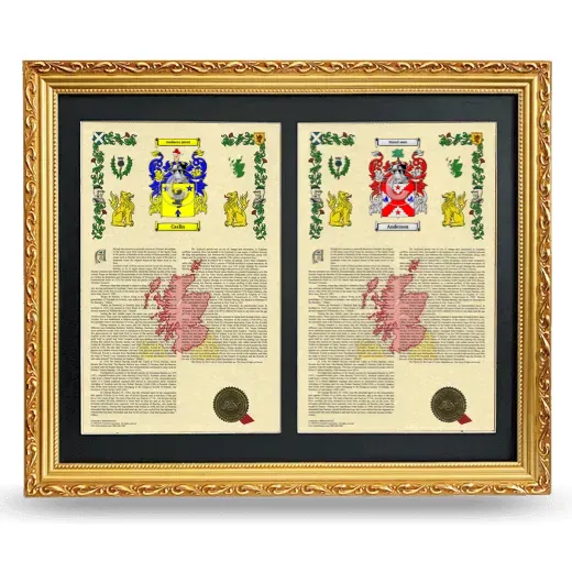 Double Armorial History Framed - Gold